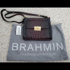 NWT. Brahmin Mimosa Cocoa Crossbody Shoulder Bag with Dustbag. Built in wallet!